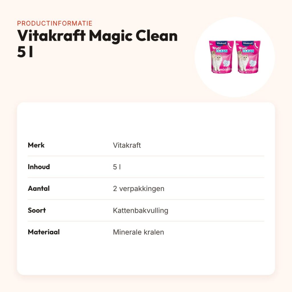 Vitakraft Magic Clean kattenbakvulling 5 l – multipack 2 stuks – productinformatie