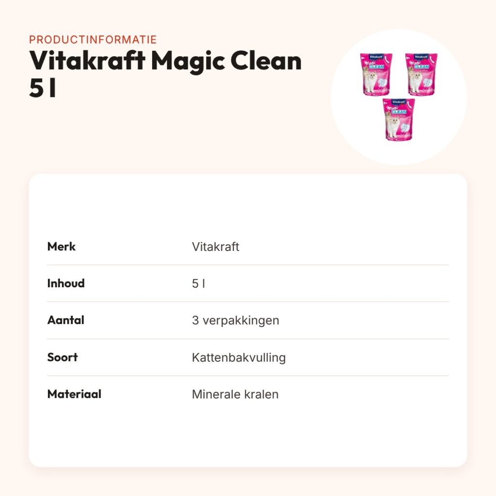Vitakraft Magic Clean kattenbakvulling 5 l – multipack 3 stuks – productinformatie