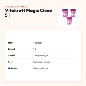 Vitakraft Magic Clean kattenbakvulling 5 l – multipack 3 stuks – productinformatie