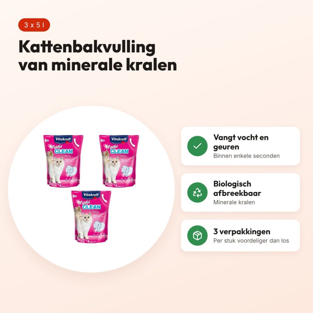 Vitakraft Magic Clean kattenbakvulling 5 l – multipack 3 stuks – voordelen