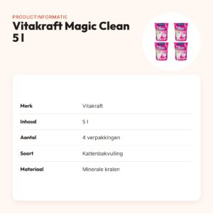 Vitakraft Magic Clean kattenbakvulling 5 l – multipack 4 stuks – productinformatie