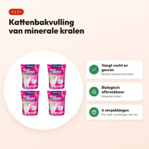 Vitakraft Magic Clean kattenbakvulling 5 l – multipack 4 stuks – voordelen
