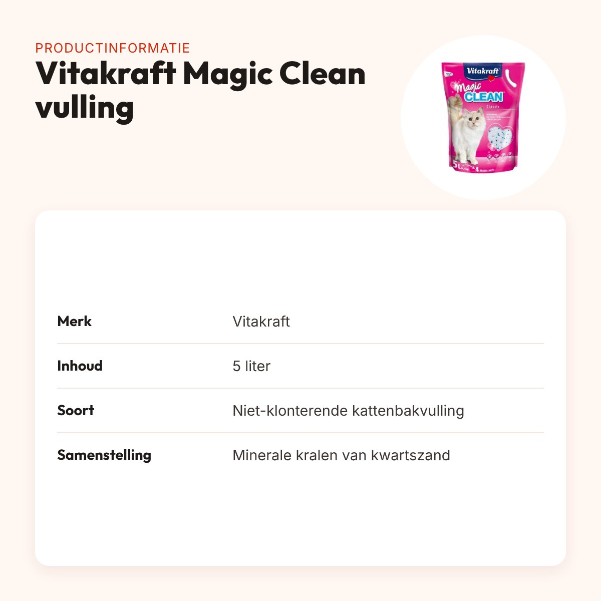 Vitakraft Magic Clean kattenbakvulling minerale kralen 5 liter – productinformatie