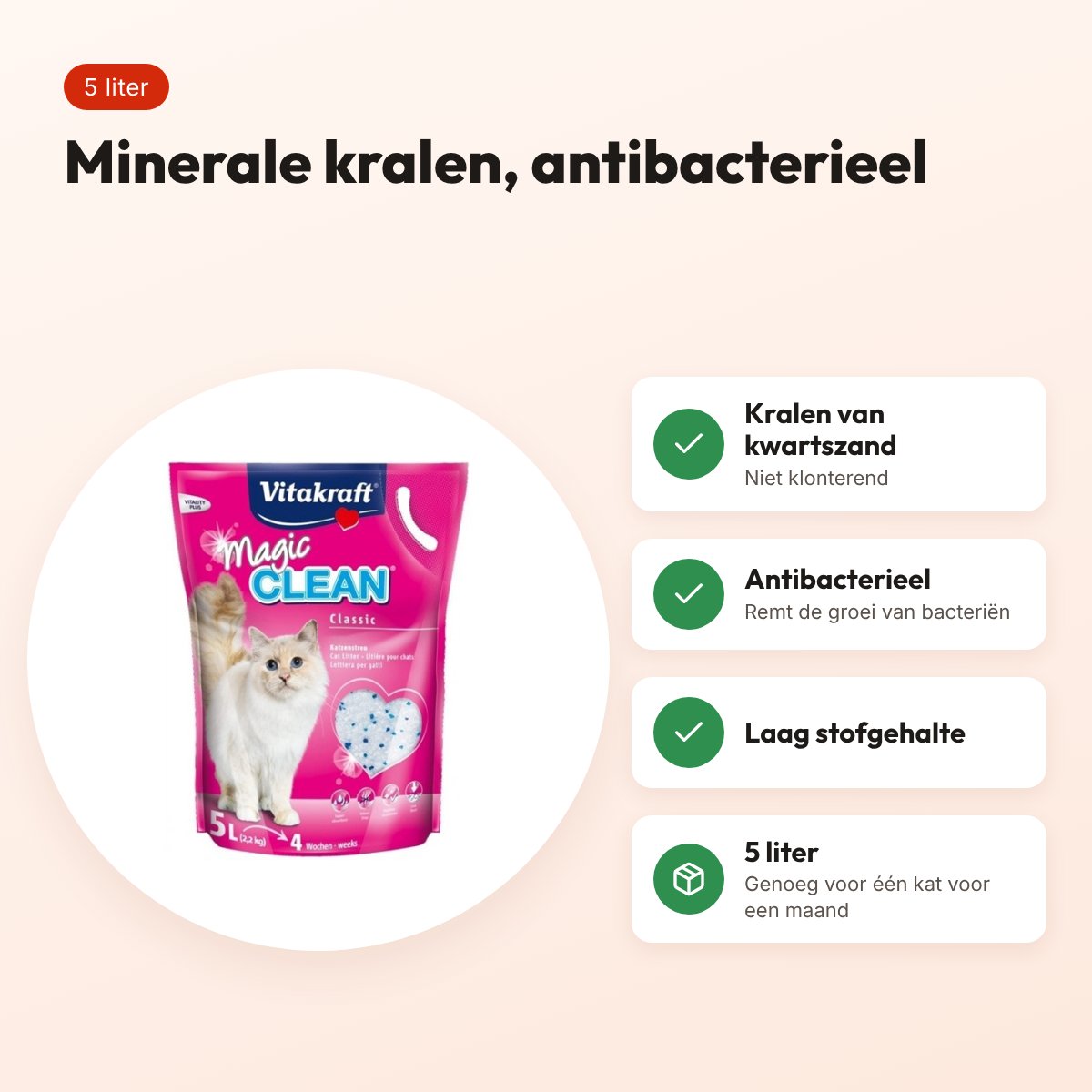 Vitakraft Magic Clean kattenbakvulling minerale kralen 5 liter – voordelen