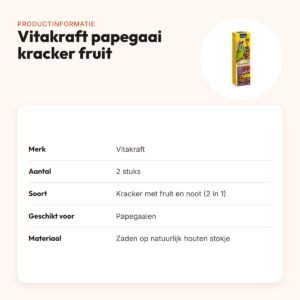 Vitakraft papegaai kracker fruit en noot 2 in 1 – 2 stuks – productinformatie