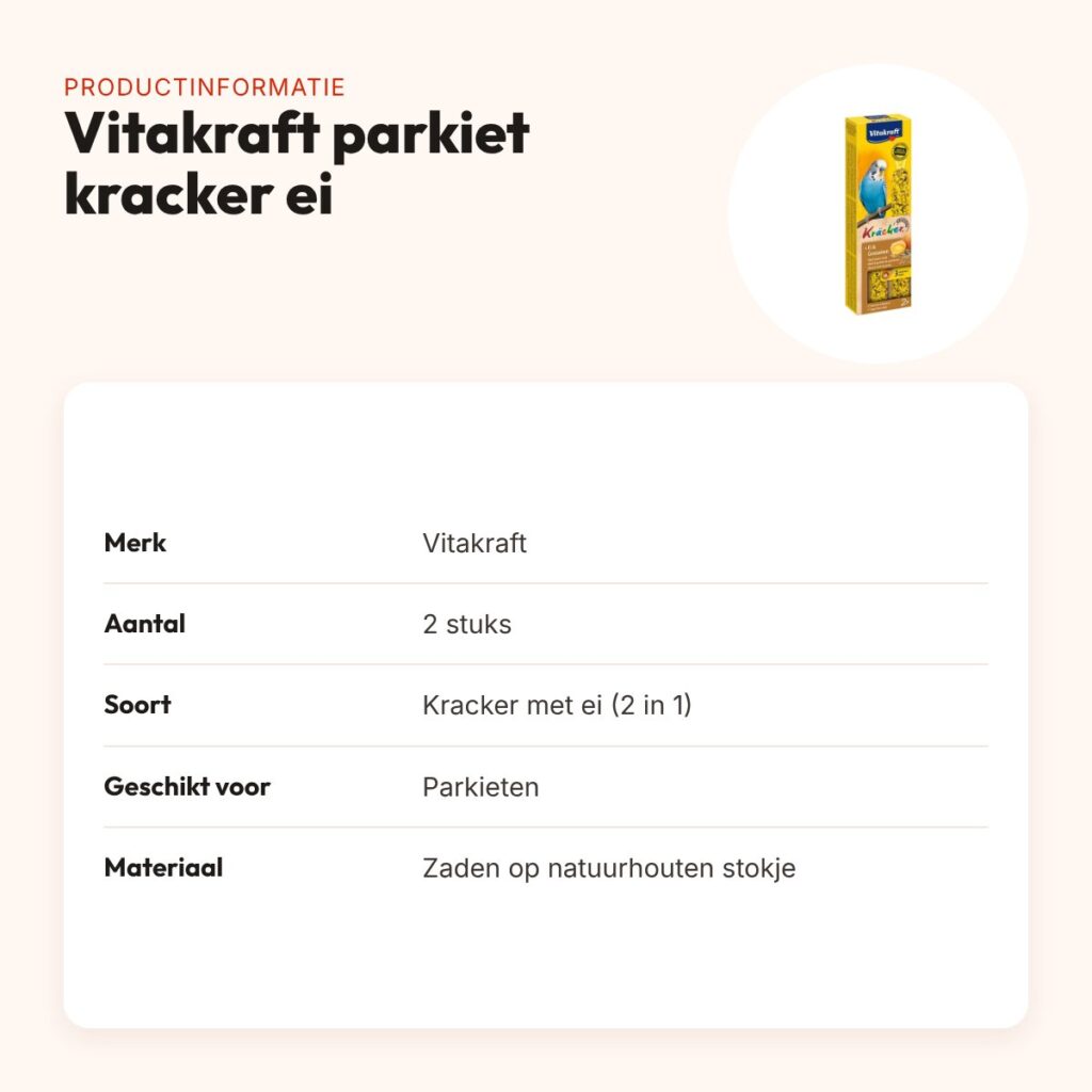 Vitakraft parkiet kracker ei 2 in 1 – 2 stuks – productinformatie