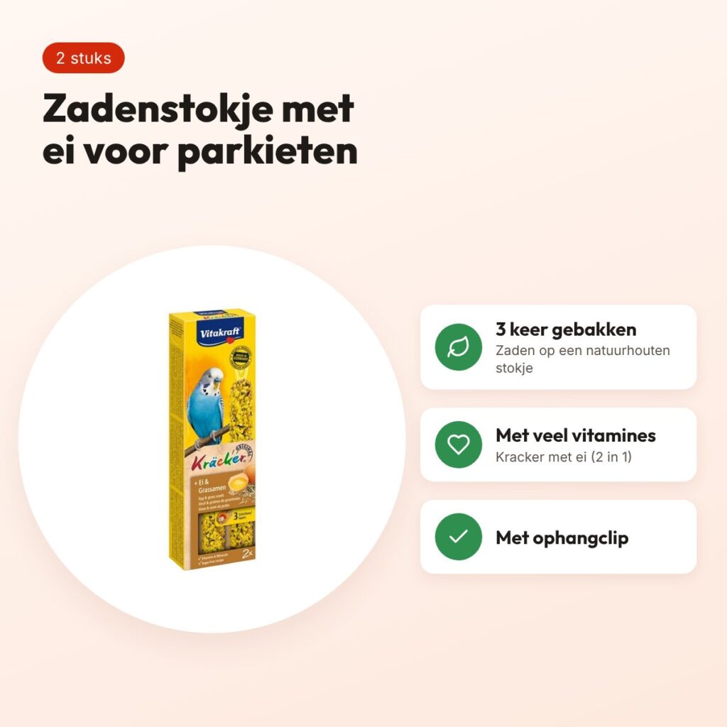 Vitakraft parkiet kracker ei 2 in 1 – 2 stuks – voordelen