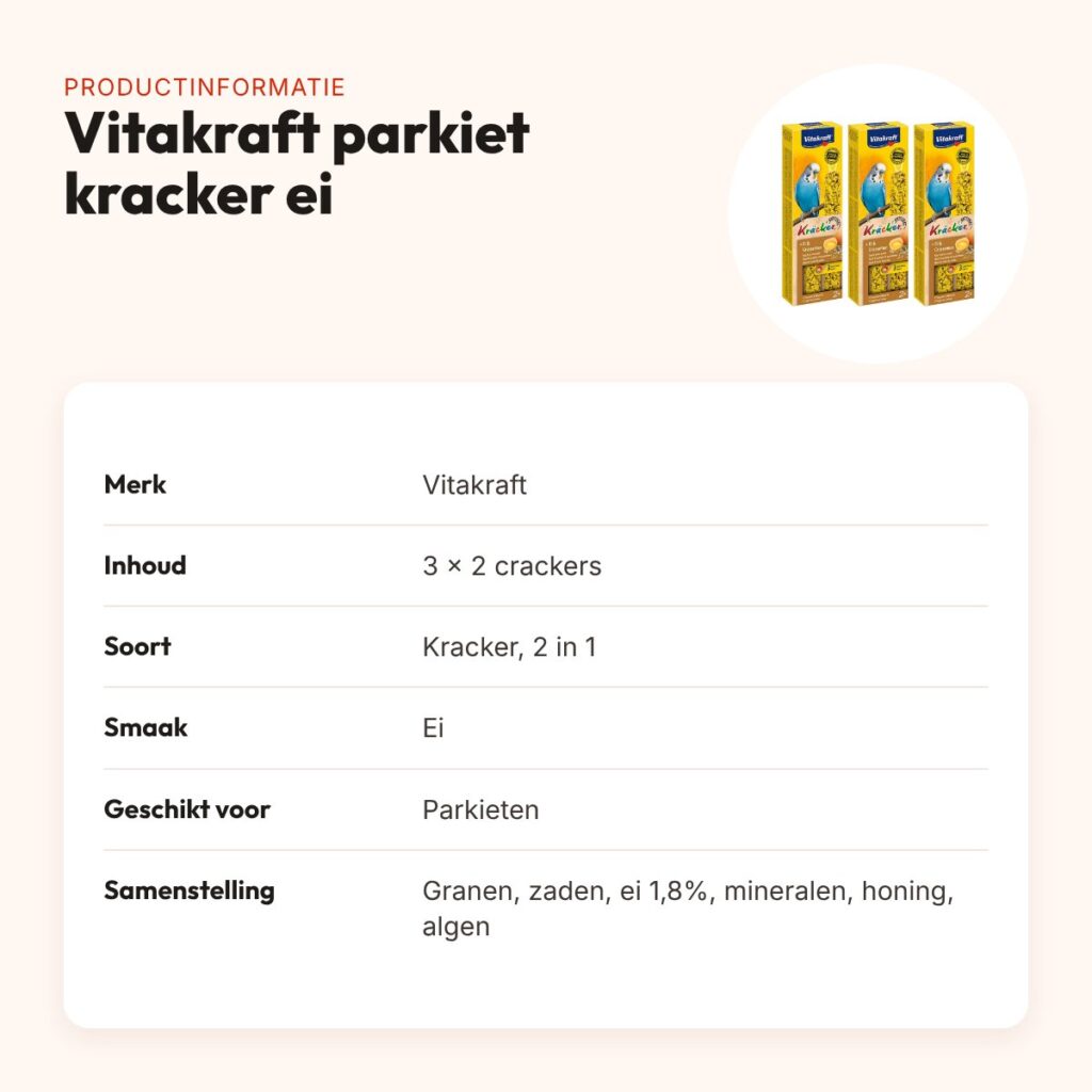 Vitakraft parkiet kracker ei 2 in 1 – multipack 3 x 2 stuks – productinformatie