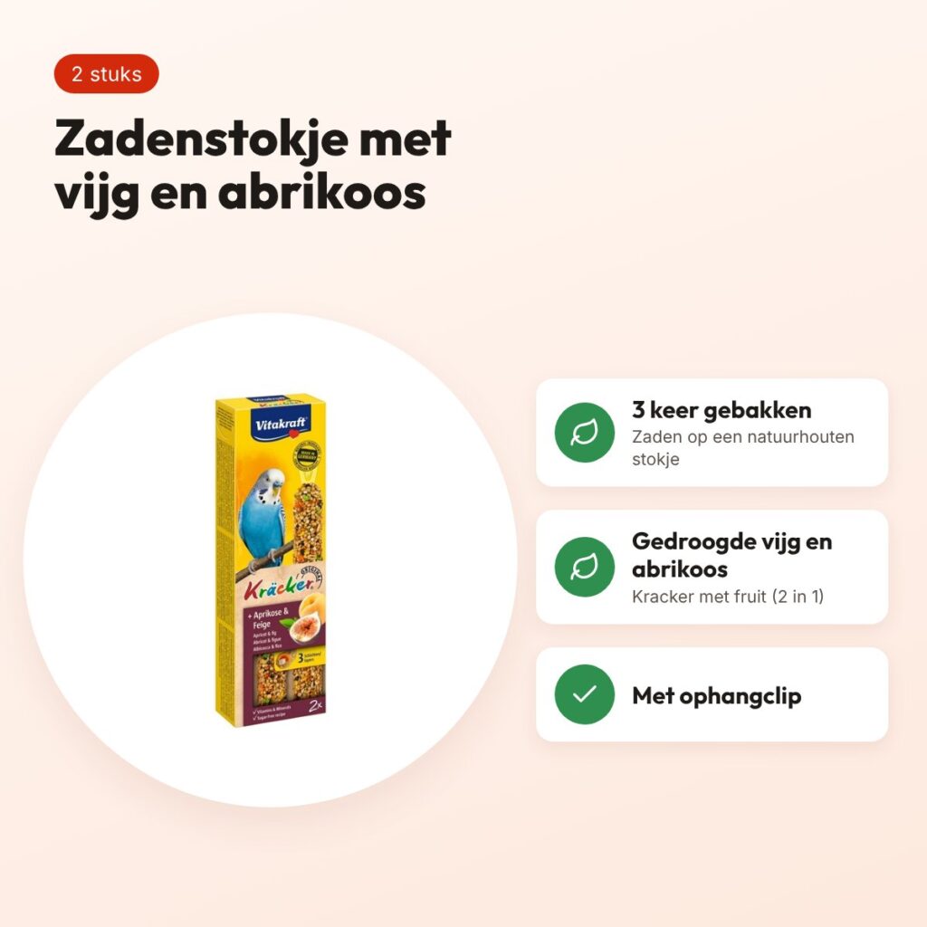 Vitakraft parkiet kracker fruit 2 in 1 – 2 stuks – voordelen
