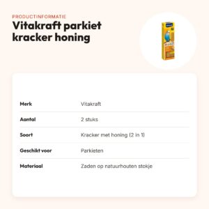 Vitakraft parkiet kracker honing 2 in 1 – 2 stuks – productinformatie