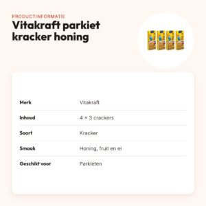 Vitakraft parkiet kracker honing, fruit en ei – multipack 4 x 3 stuks – productinformatie