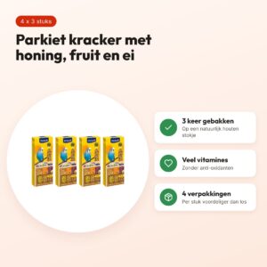 Vitakraft parkiet kracker honing, fruit en ei – multipack 4 x 3 stuks – voordelen