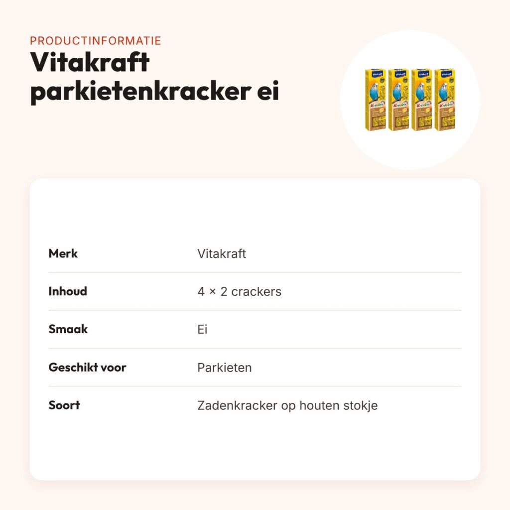 Vitakraft parkietenkracker ei 2-in-1 – multipack 4 x 2 stuks – productinformatie