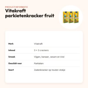 Vitakraft parkietenkracker fruit en sesam – multipack 3 x 3 stuks – productinformatie