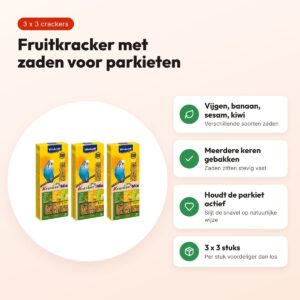 Vitakraft parkietenkracker fruit en sesam – multipack 3 x 3 stuks – voordelen