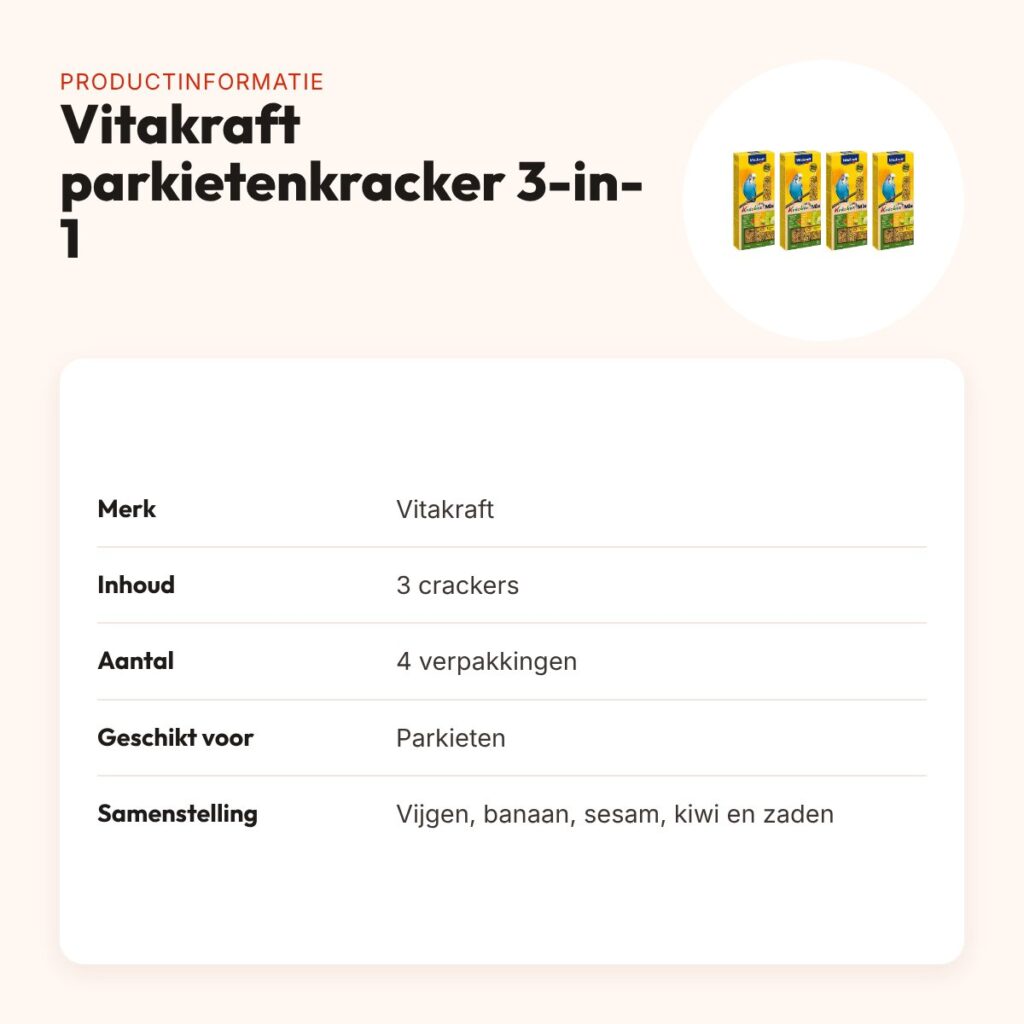 Vitakraft parkietenkracker vijg, banaan, kiwi – multipack 4 x 3 stuks – productinformatie
