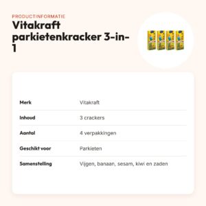 Vitakraft parkietenkracker vijg, banaan, kiwi – multipack 4 x 3 stuks – productinformatie