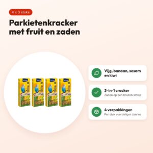 Vitakraft parkietenkracker vijg, banaan, kiwi – multipack 4 x 3 stuks – voordelen
