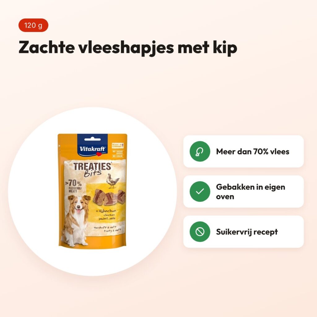 Vitakraft Treaties Bits kip 120 g – zachte vleeshapjes – voordelen