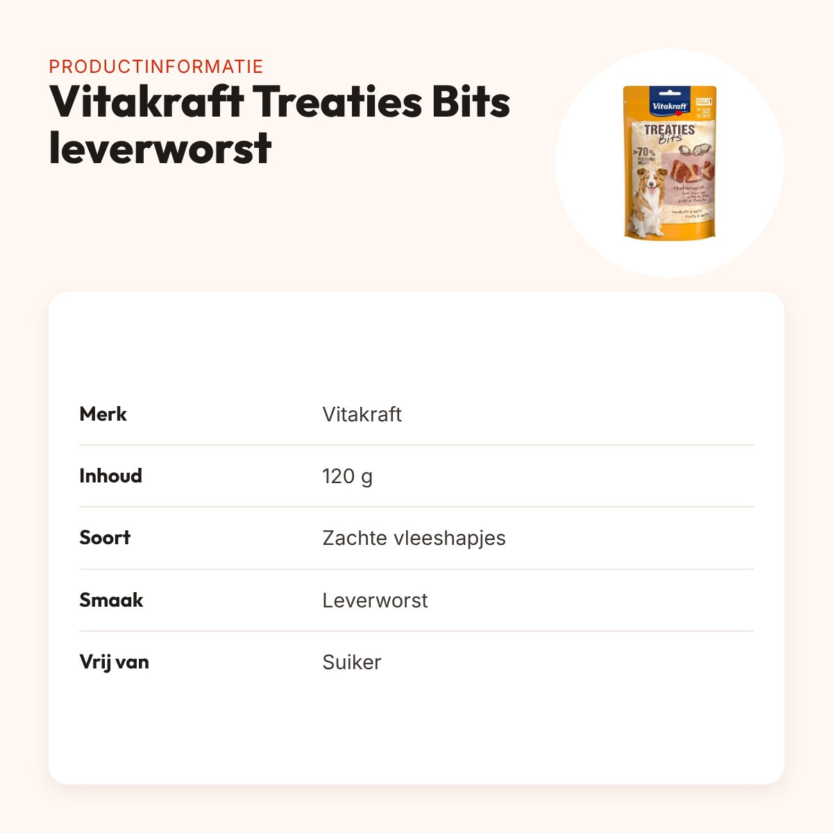 Vitakraft Treaties Bits leverworst 120 g – zachte vleeshapjes – productinformatie