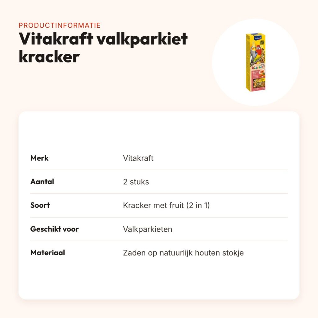 Vitakraft valkparkiet kracker fruit 2 in 1 – 2 stuks – productinformatie