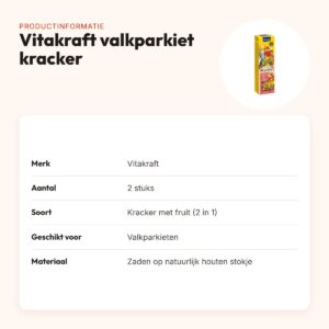 Vitakraft valkparkiet kracker fruit 2 in 1 – 2 stuks – productinformatie