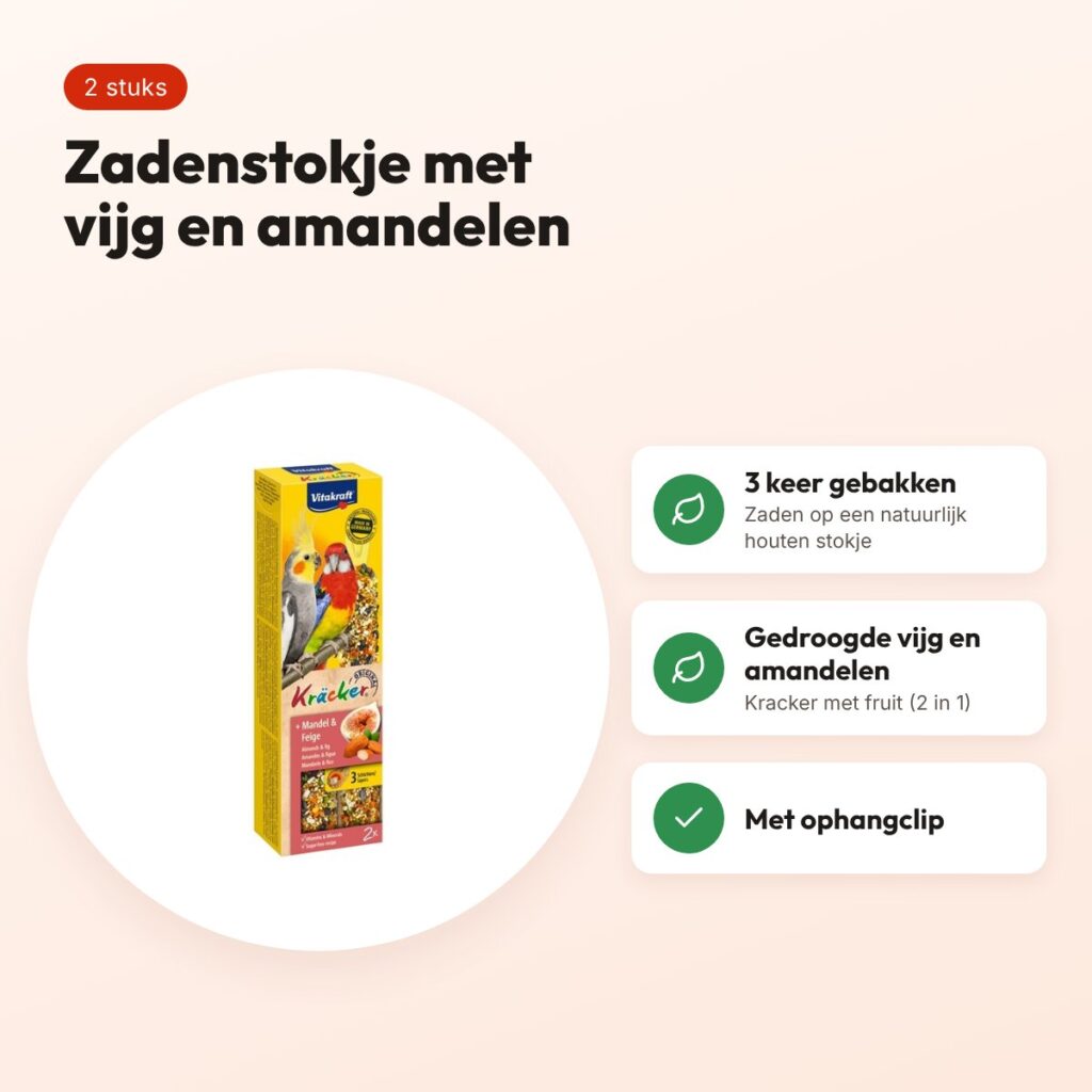 Vitakraft valkparkiet kracker fruit 2 in 1 – 2 stuks – voordelen