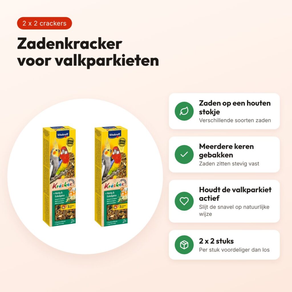 Vitakraft valkparkietenkracker honing 2-in-1 – multipack 2 x 2 stuks – voordelen