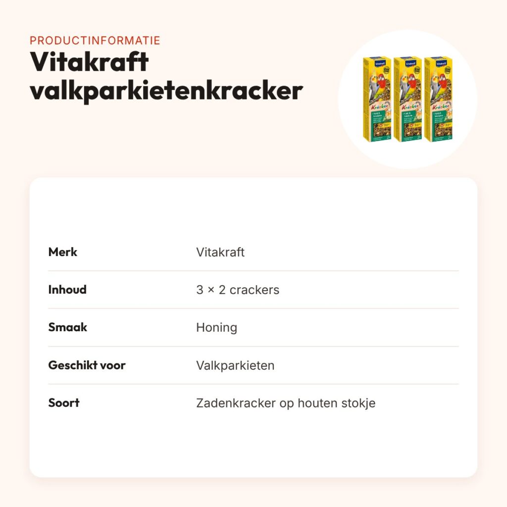 Vitakraft valkparkietenkracker honing 2-in-1 – multipack 3 x 2 stuks – productinformatie