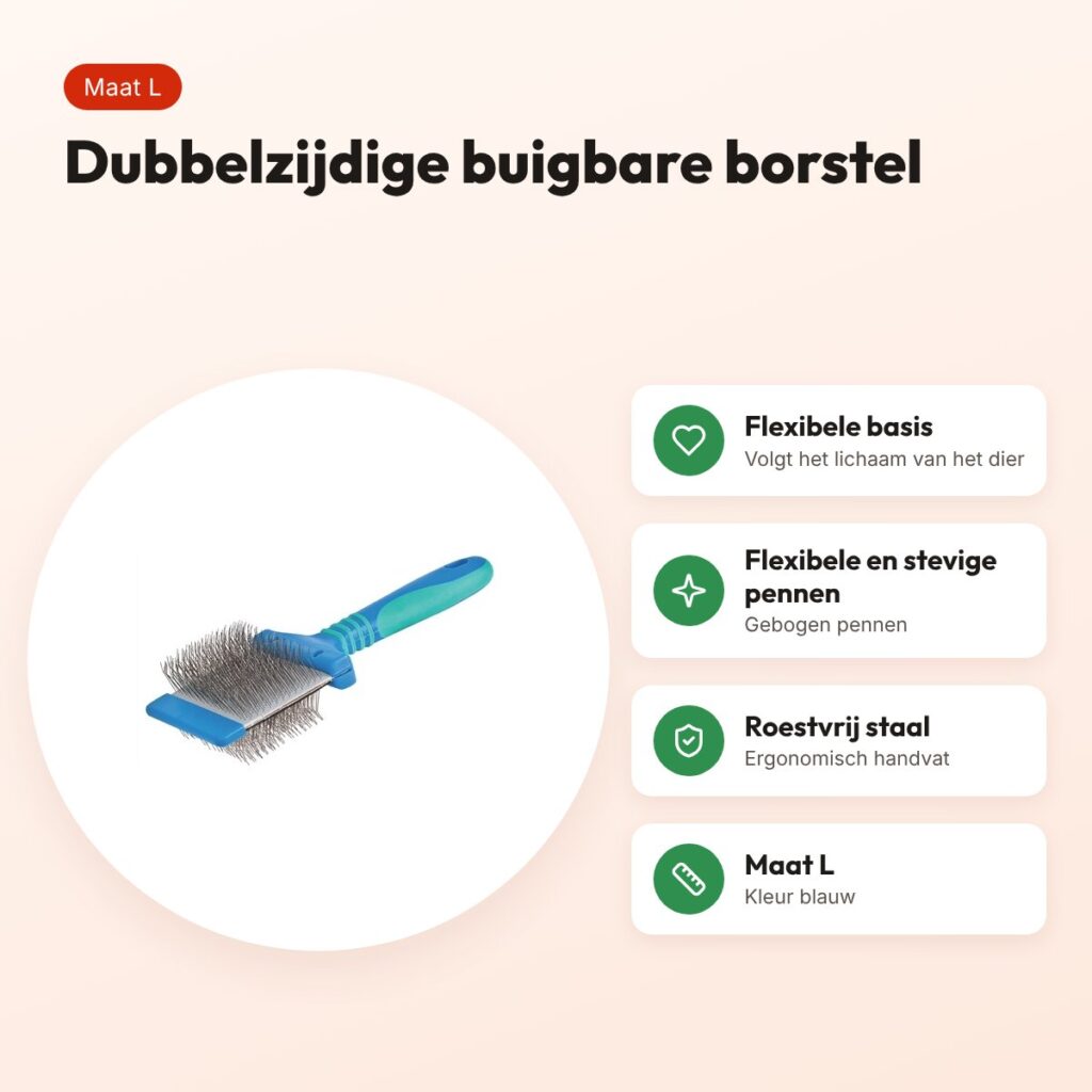 Vivog borstel dubbelzijdig buigbaar blauw L – gebogen pennen – voordelen