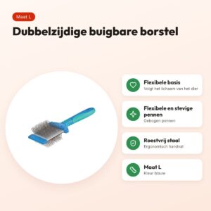 Vivog borstel dubbelzijdig buigbaar blauw L – gebogen pennen – voordelen