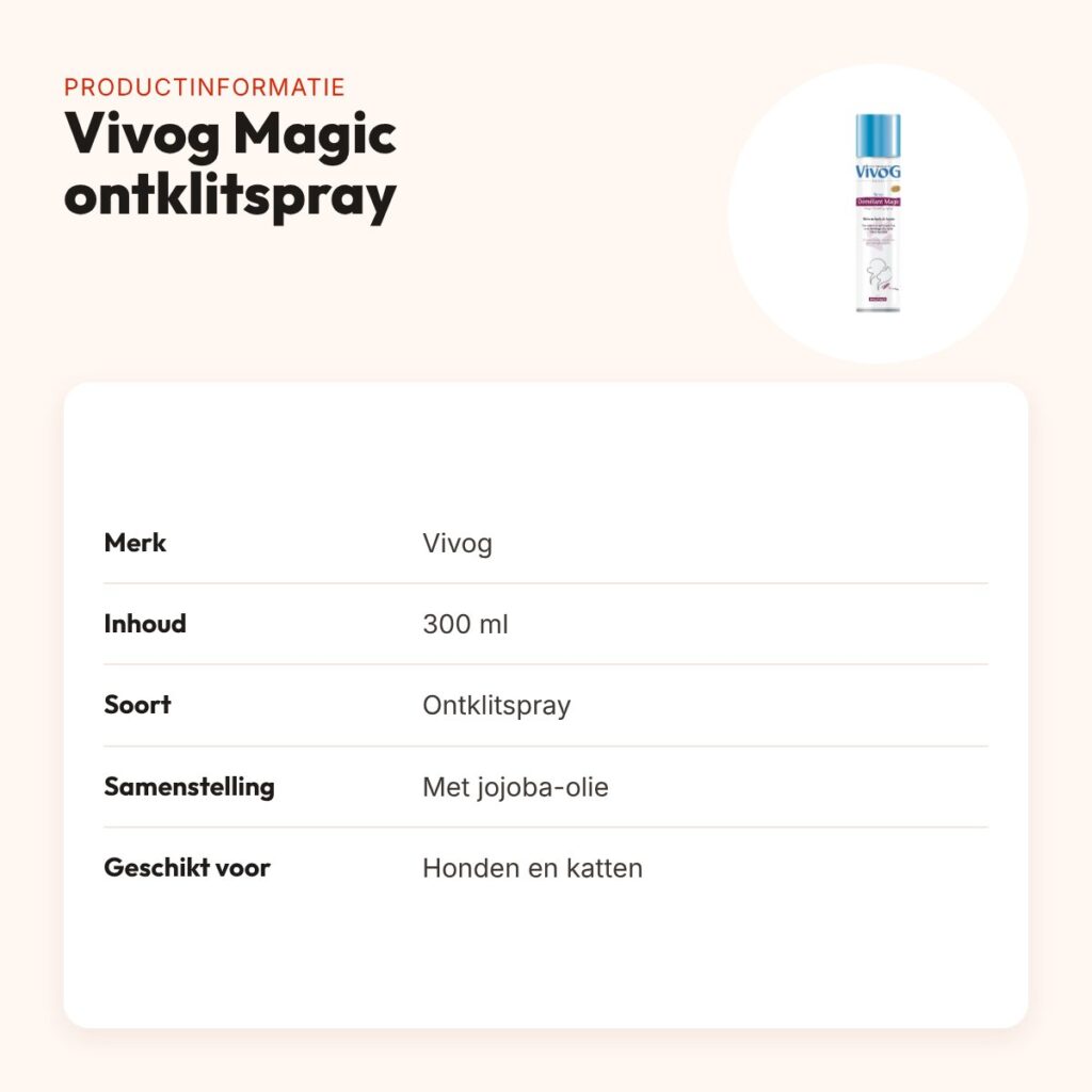 Vivog Magic ontklitspray 300 ml – met jojoba-olie, honden en katten – productinformatie