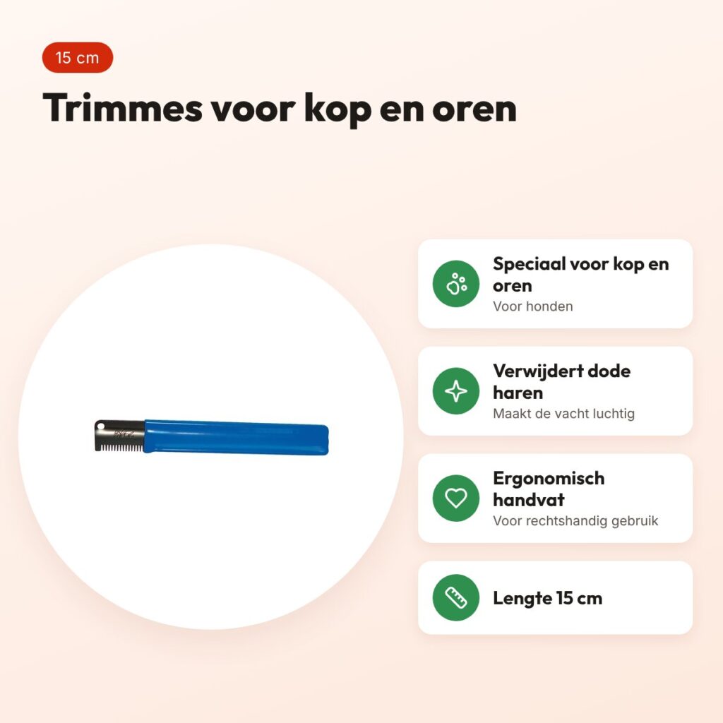 Vivog trimmes middel rechtshandig blauw 15 cm – kop en oren – voordelen