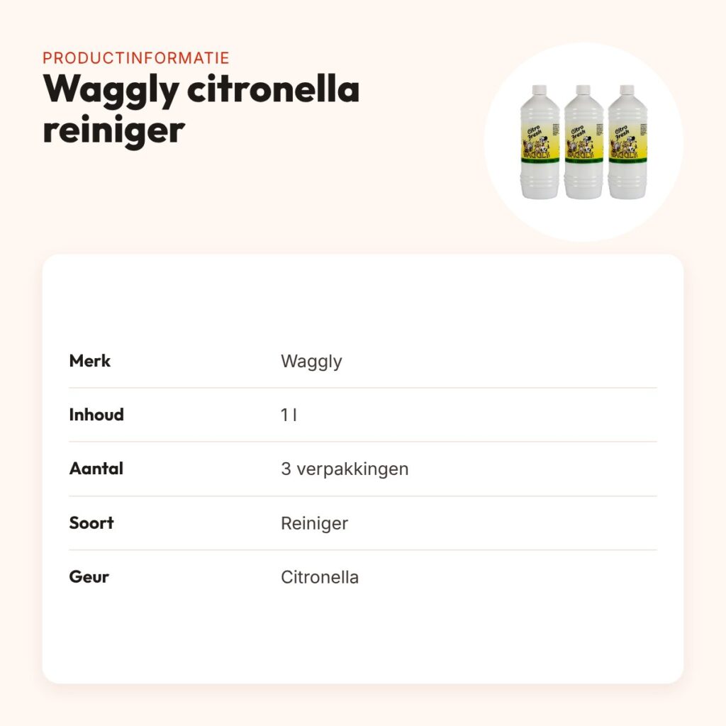 Waggly citronella reiniger 1 l – biologisch afbreekbaar – multipack 3 stuks – productinformatie