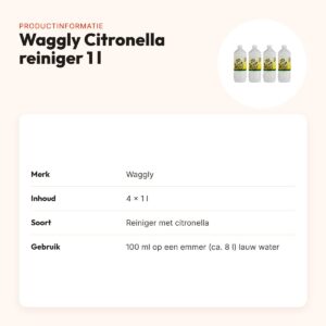 Waggly Citronella reiniger 1 l – biologisch afbreekbaar, multipack 4 stuks – productinformatie