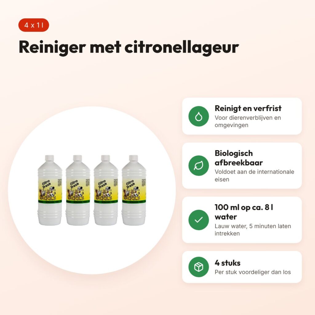 Waggly Citronella reiniger 1 l – biologisch afbreekbaar, multipack 4 stuks – voordelen