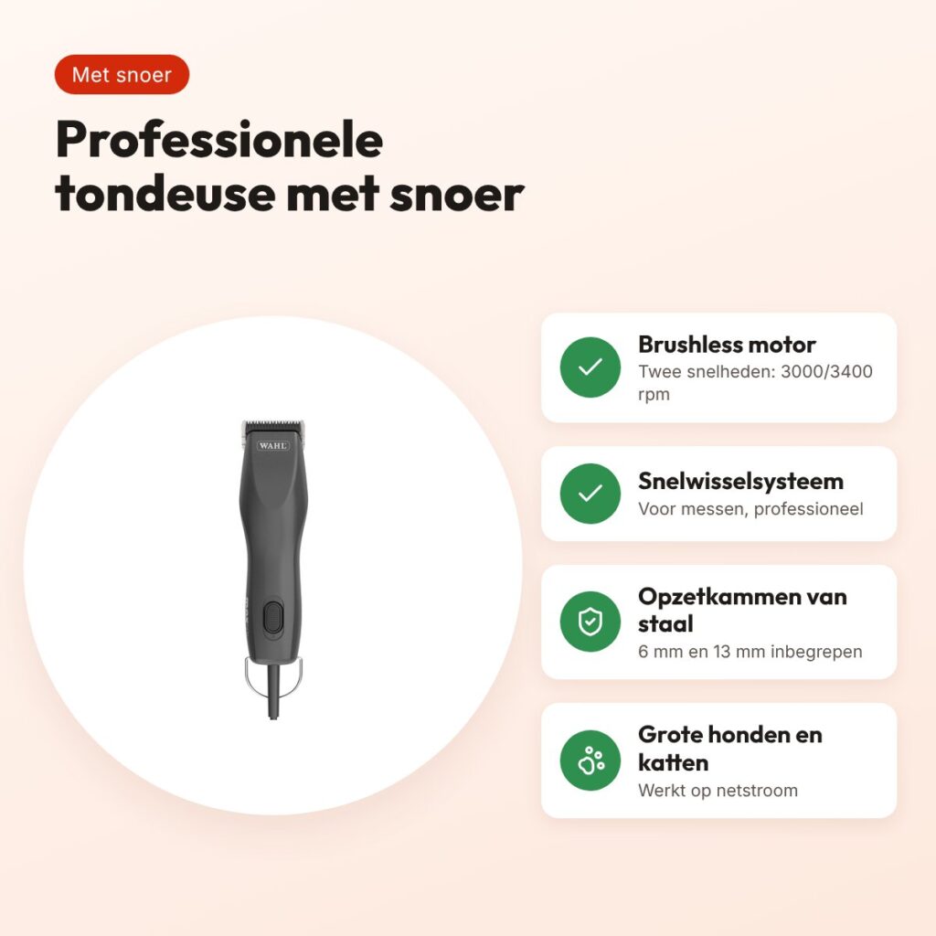 Wahl tondeuse Max50+ met snoer – professioneel, voor grote honden en katten – voordelen