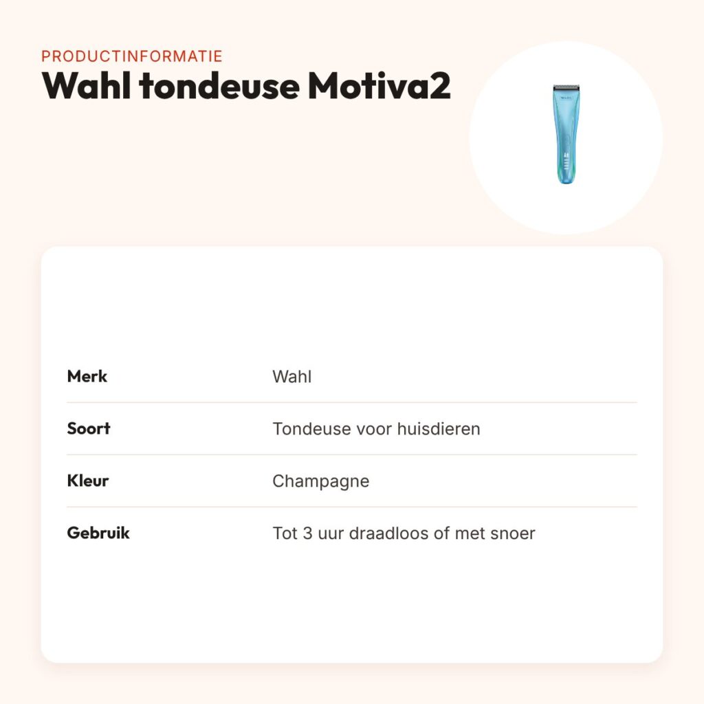 Wahl tondeuse Motiva2 champagne – draadloos, 5-in-1 snijkop – productinformatie