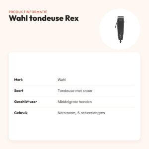 Wahl tondeuse Rex – stil, 6 scheerlengtes, voor middelgrote honden – productinformatie