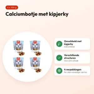 Wanpy hondensnack kip jerky calcium bone twists 100 g – multipack 4 stuks – voordelen