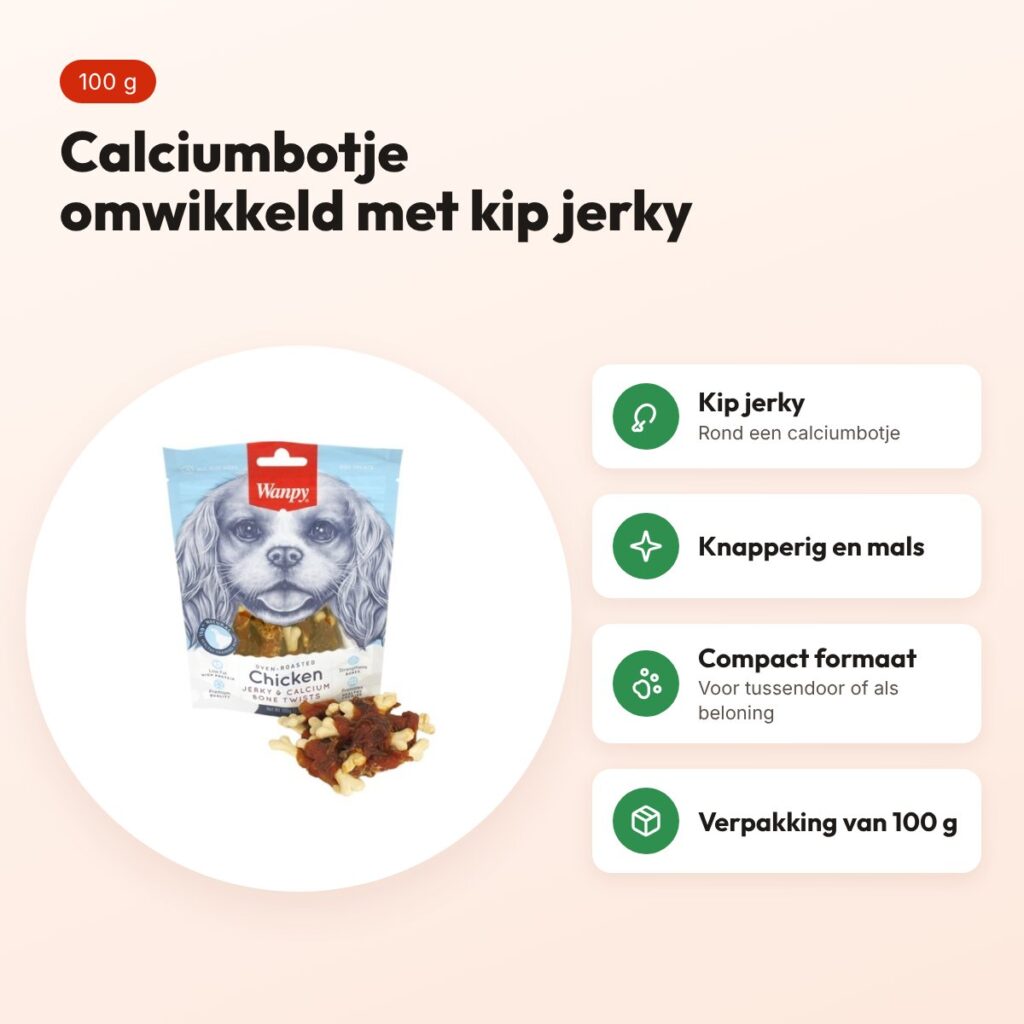 Wanpy hondensnack kip jerky en calciumbotjes 100 g – Oven-Roasted – voordelen