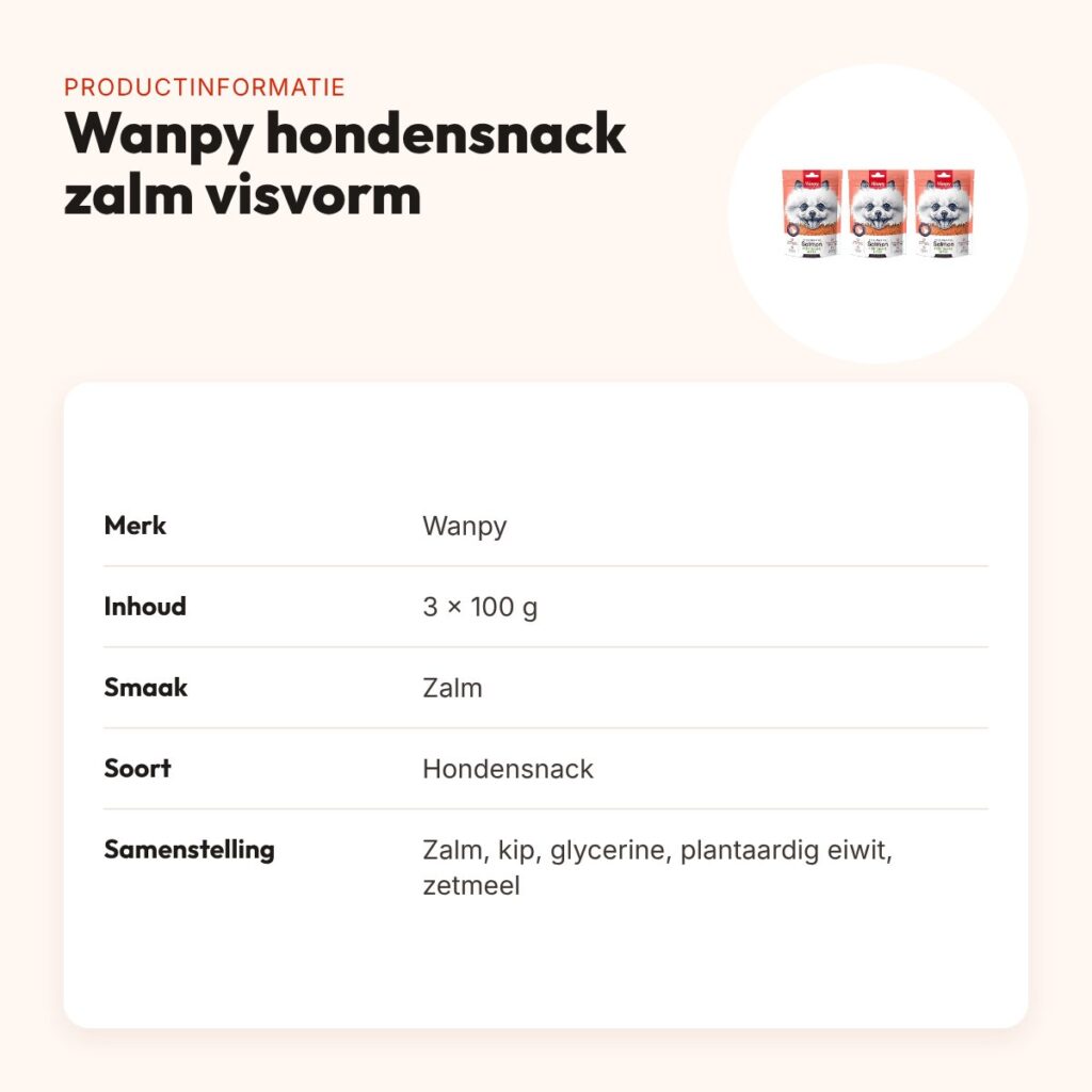 Wanpy hondensnack zalm in visvorm 100 g – multipack 3 stuks – productinformatie