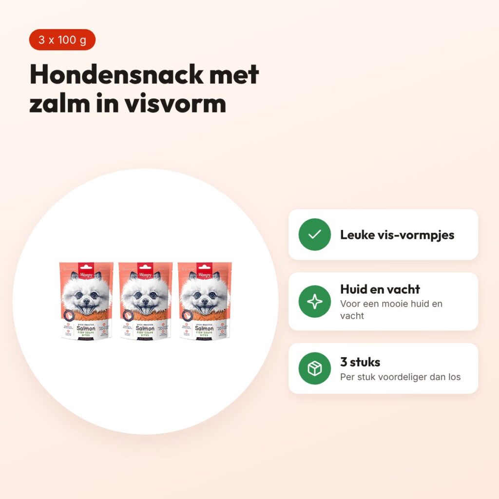 Wanpy hondensnack zalm in visvorm 100 g – multipack 3 stuks – voordelen