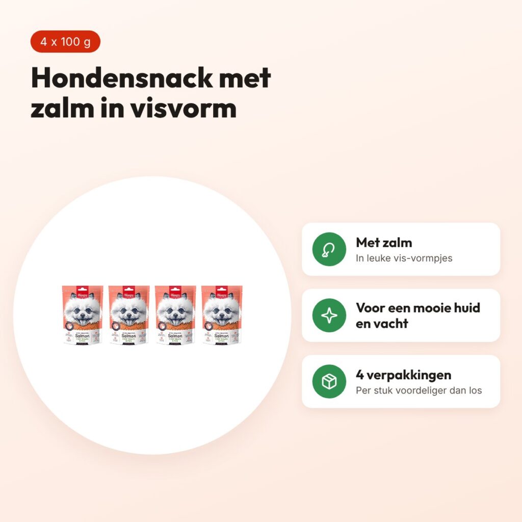 Wanpy hondensnack zalm in visvorm 100 g – multipack 4 stuks – voordelen