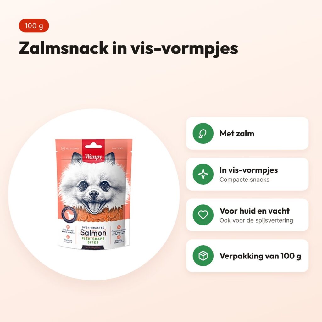 Wanpy Oven-Roasted Salmon Fish Shape Bites 100 g – zalmsnack – voordelen