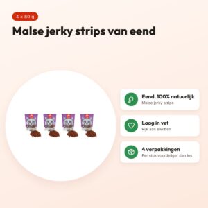 Wanpy Soft eend jerky strips kattensnack 80 g – multipack 4 stuks – voordelen