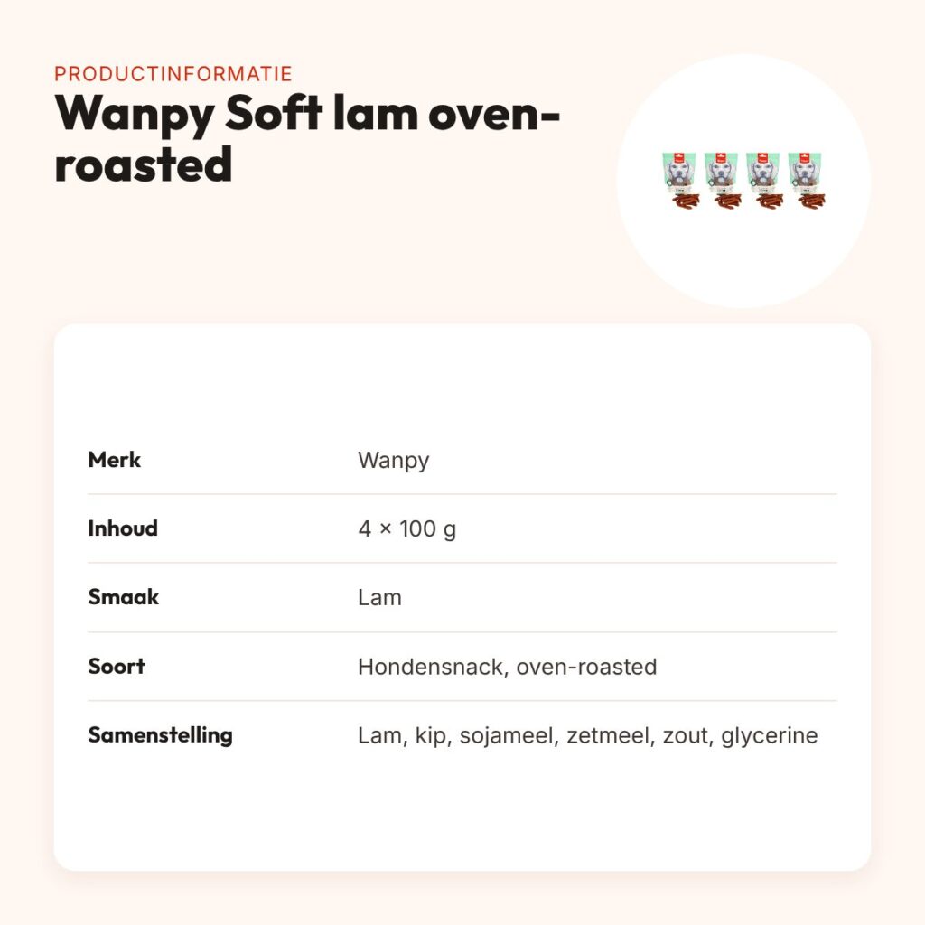 Wanpy Soft lam hondensnack oven-roasted 100 g – multipack 4 stuks – productinformatie