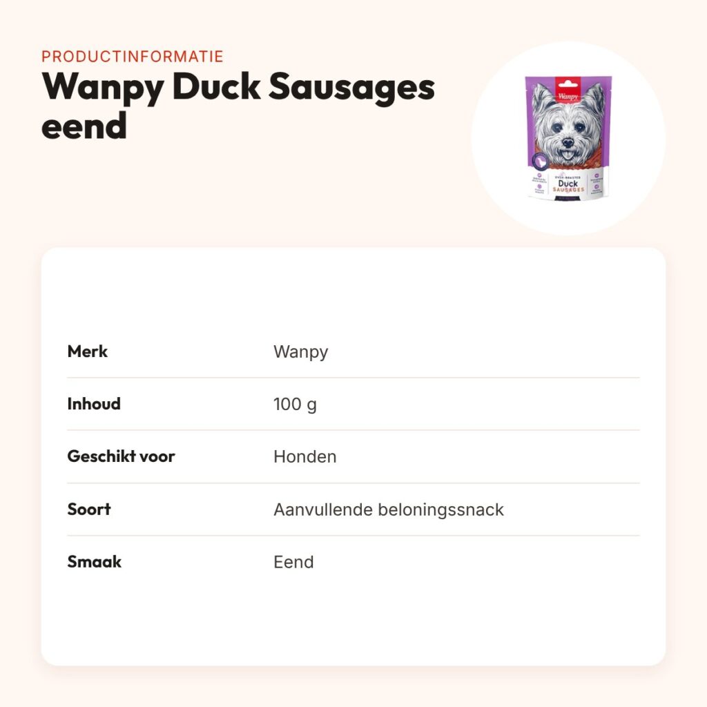 Wanpy Soft Oven-Roasted Duck Sausages 100 g – eendensnack – productinformatie