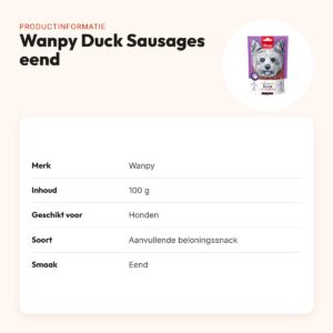 Wanpy Soft Oven-Roasted Duck Sausages 100 g – eendensnack – productinformatie