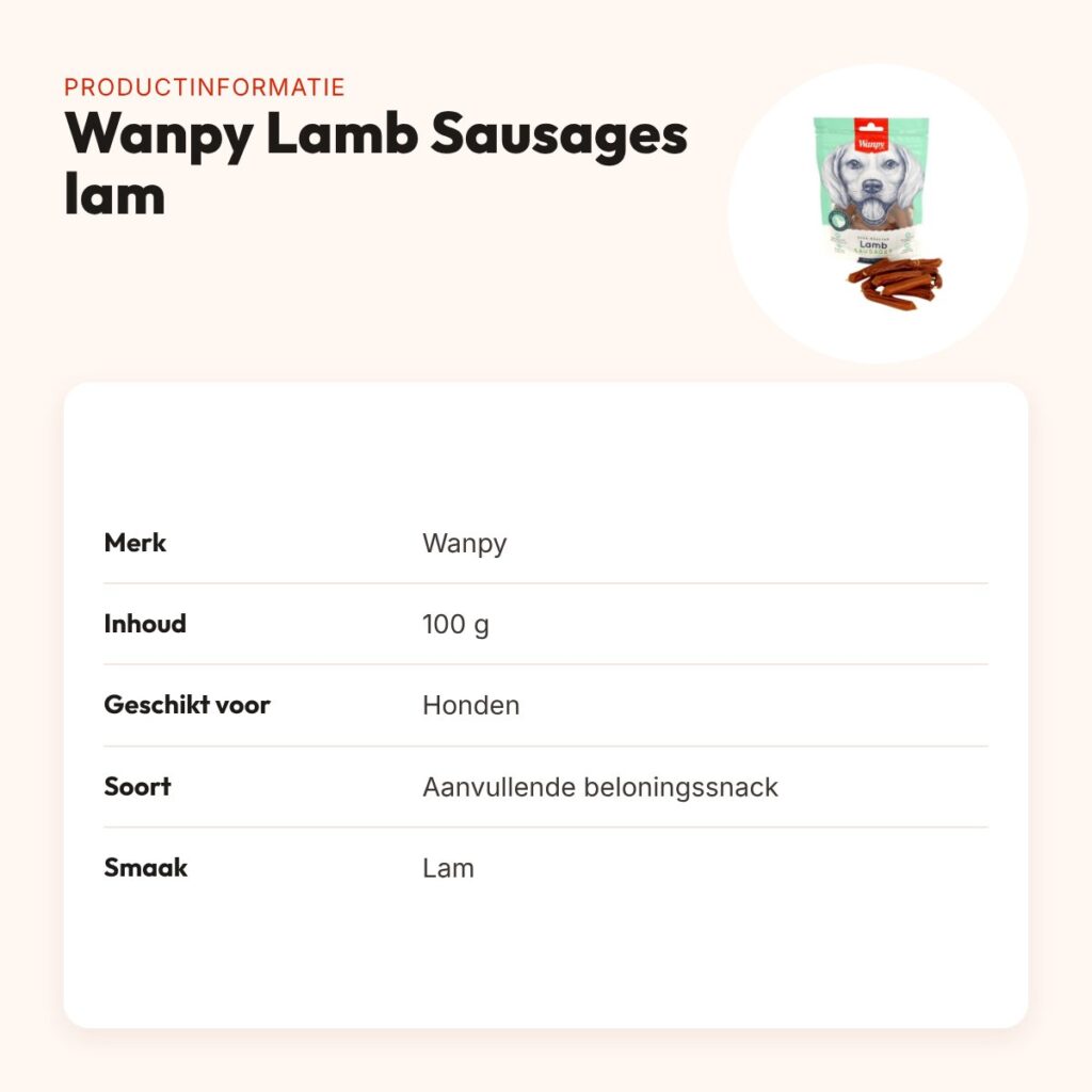 Wanpy Soft Oven-Roasted Lamb Sausages 100 g – lamssnack – productinformatie